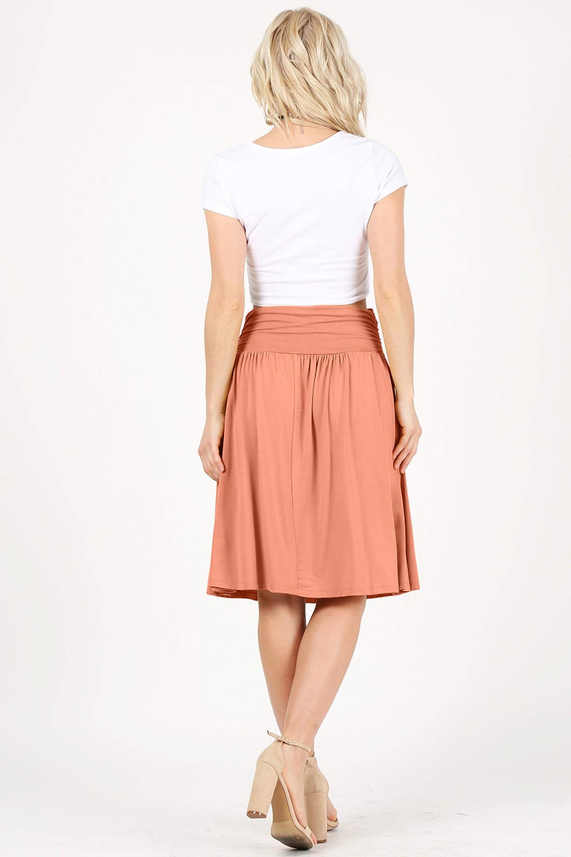 Simlu Peach Skirts for Women Reg and Plus Size a Line Knee Length Skirt Pocket Skirt Casual Skirts for Women (Size Medium, Peach) - Image 3